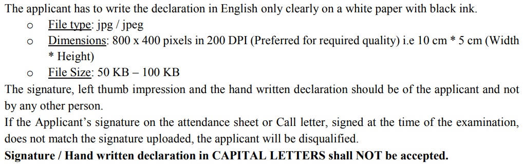 IBPS PO Declaration Form format