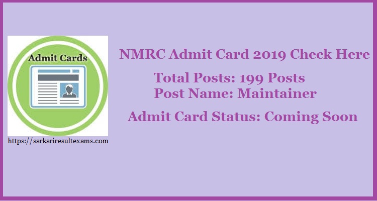 NMRC admit card 2019 – Becil Noida Metro 199 Maintainer Hall Ticket