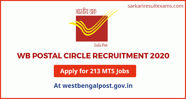 WB Postal Circle Recruitment 2020 Apply for 213 MTS Jobs at westbengalpost.gov.in