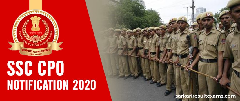 SSC CPO Notification 2020 Online Forms for 1564 CAPF Sub Inspector (SI) Jobs Apply at ssc.nic.in